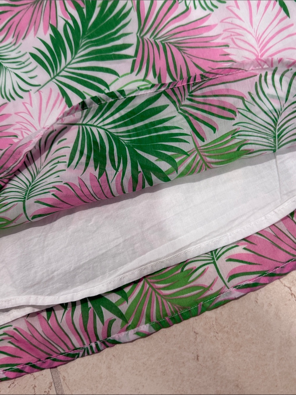 Michelle McDowell Tropical Pink & Green Leaf Flutter Sleeve Blouse - Picture 5 of 7
